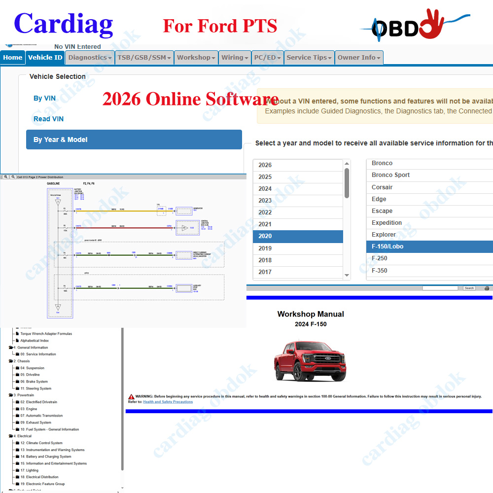 Workshop Tools Online - 2026 Ford PTS Çevrimiçi Yazılımı Araç